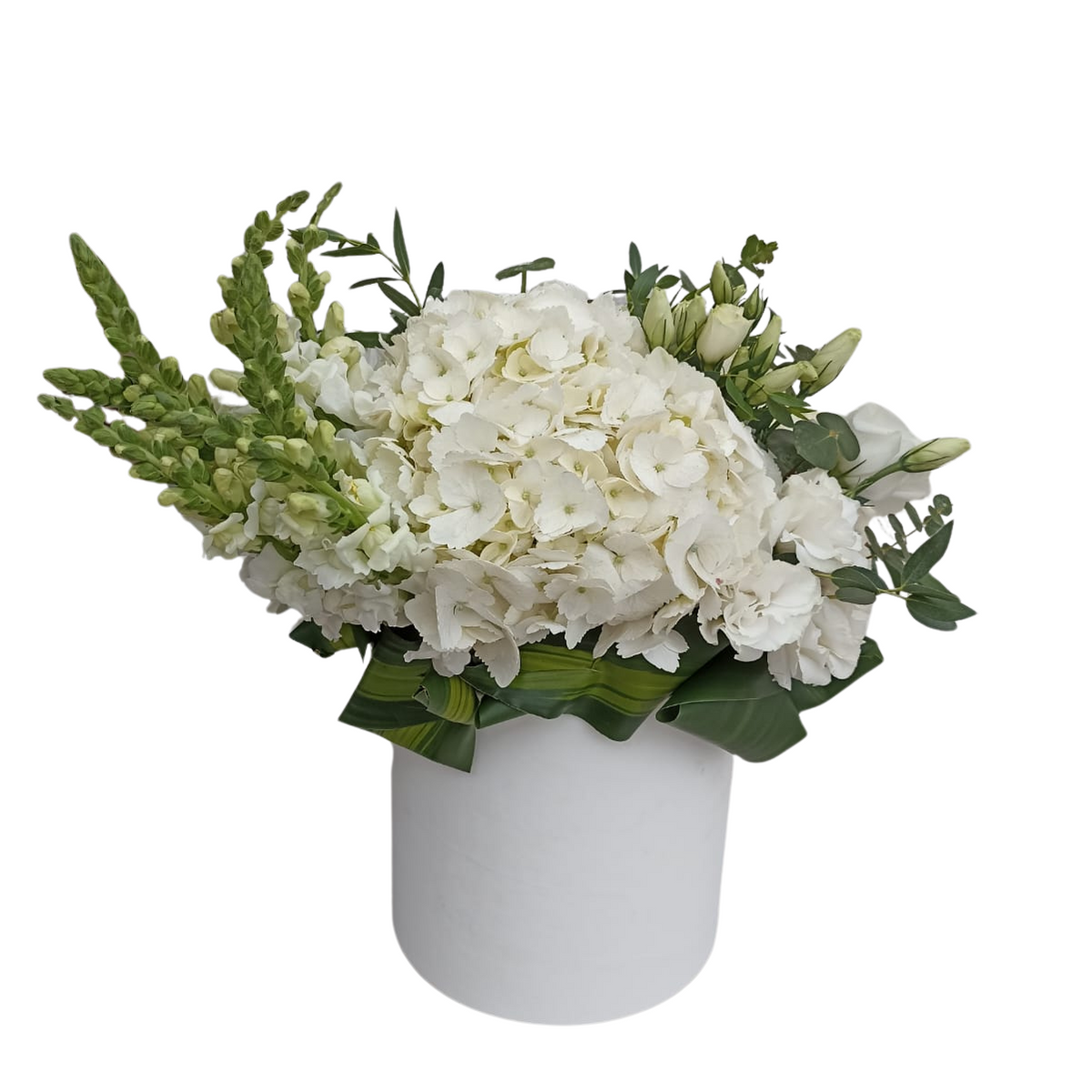 Caja floral blanca para condolencia.